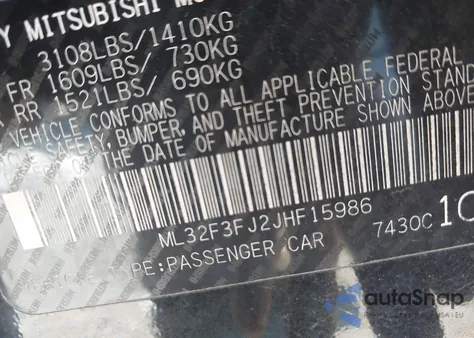 2018 Mitsubishi Mirage G4 Es z USA, uszkodzony, nr VIN ML32F3FJ2JHF15986